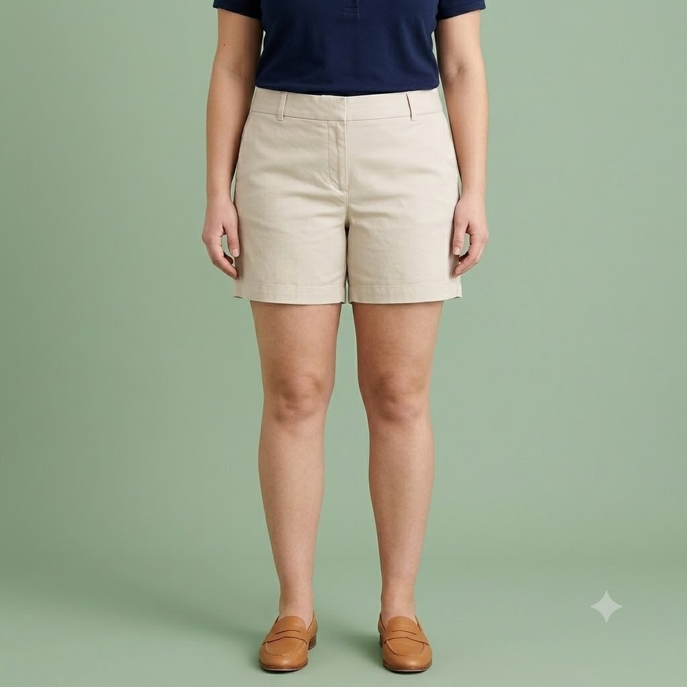 J. Crew Chino Shorts Womens 14 Bone Off White 4" Inseam Stretch Cotton Casual